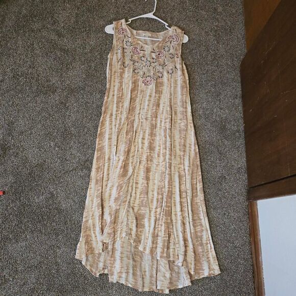 Indie Boho Hippie Tie Dye Flowly Loose Relax Lightweight Aline Maxi Dress Medium - Picture 1 of 7